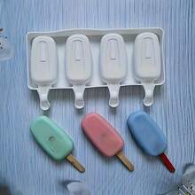 Khuôn làm kem que 4 ngăn, khuôn kem silicon, khuôn sô cô la đa năng, khuôn bánh pudding, thạch, kẹo, khay đá viên, khay đá viên để trong tủ đông, phụ kiện nhà bếp, đồ dùng thiết yếu cho căn hộ, đồ dùng cho tiệc tùng - trắng - Xem 5