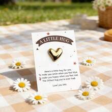 5pcs Gold Heart Hug Card Set, Shiny Heart Pocket Hug Token With Encouragement Card, Perfect Gift For Mother's Day, Graduation, Birthday And Encouragement - Gold - View 7