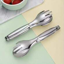 1pc Stainless Steel Cast Iron Kitchen Tongs - Secure Grip, Suitable For Cooking, Serving, Grilling - Restaurant & Home Tableware, Cooking Accessories | Streamlined Tableware Design | Premium Material, Cooking Tongs - Silver - View 7