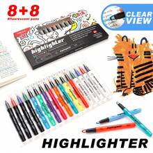 16pcs Set Painting Brush, 8 Colors Non-Smudge Non-Fading Highlighter Pens, 4pcs Fine Tip Drawing Pens, 4pcs Erasable Whiteboard Markers - 16PCS - View 10