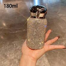 1个奢华水钻保温水瓶，男女通用高品质吸管杯，便携式真空保温咖啡杯，自动扶正饮水杯，健身用品，平底杯，适合旅行、婚礼、生日、节日礼物、钻石装饰、珍珠工艺、宝石、房间装饰 - 彩色 - 查看 6