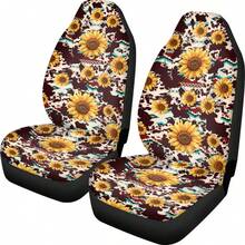 Skull Mushroom Print Car Front Seat Covers,Universal Car Seat Cushion Set,Suitable For Cars, SUVs, And Trucks,Perfect For Holiday Gift Or Special Occasion Present. - 向日葵牛阿茲特克 - 查看 3