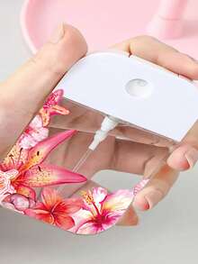 1pc New Minimalist Multi-Color Lily Flower Print Compact Travel Refillable Nano Mist Spray Bottle, Lightweight Space-Saving, Portable Hydrating Perfume Bottle, Fashionable Unisex Gift Idea For Girlfriend, Best Friend, Summer, Couples - Clear - View 6