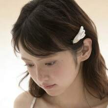 1个星形天使翅膀锆石发夹，可爱分层发饰刘海夹 - 白色 - 查看 3