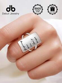 6g S925 Sterling Silver Inspirational Protective Signet Ring For Women, Minimalist Design, Suitable As Gift For Friends, Family, Easter, Halloween, Birthday, Comes With Gift Box, Unisex - Shield - View 7