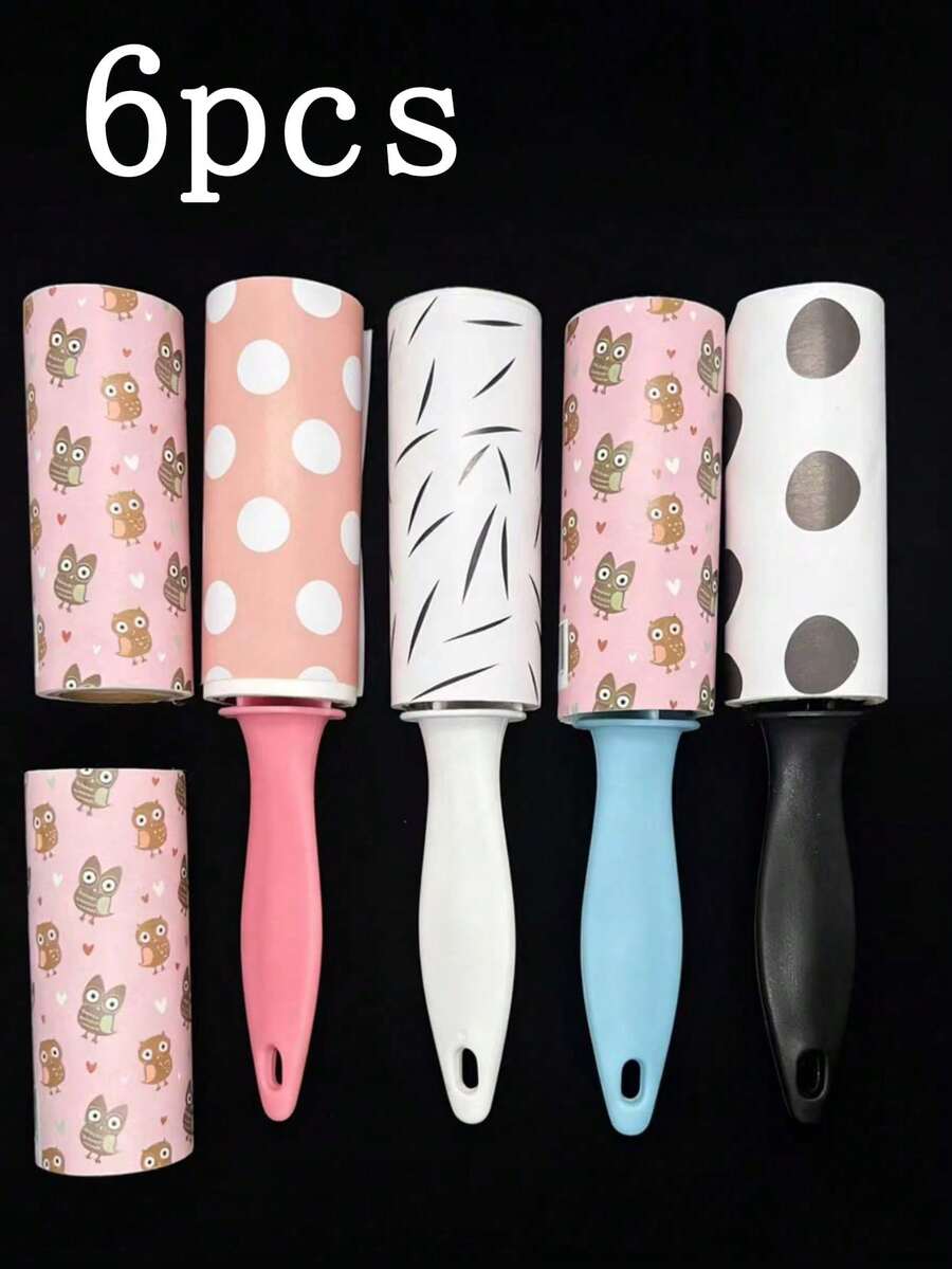4pcs Mini Lint Rollers, Pet Hair And Clothes Lint Remover, Travel Size, Sticky Lint Removal Tool For Travel, Gift Bags, Furniture, Car Seats, Etc. Mini Detachable Lint Roller, Lint Sheets, Portable Lint Brush, Cat Supplies, Puppy Supplies, Dog Supplies, Cat Accessories, Great For Cleaning Pet Hair And Debris, Puppy Supplies, Cat Accessories - 彩色 - 查看 1