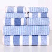 8pcs Towel Set, Striped Soft Home Bathroom Bath Face Towels, Quick Drying - Multicolor - View 3