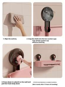 Sugkoppsborrfritt förvaringsställ, badrumsmöbelorganisatör - Multifärgad - Visa 11