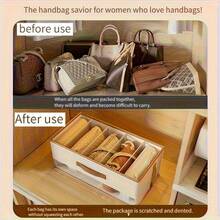 2pcs Foldable Compartment Wardrobe Storage Box With Handle, Multi-Functional Organizer For Bags, Pants, Sweaters, T-Shirts, Scarves, Beige - Beige - View 8