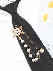 1pc Women's Fashion Casual Faux Pearl Metal Decor Adjustable Necktie, Suitable For Daily, Casual, Outing, Date, Party, Shopping Outfit,Festival,Travel - Multicolor - View 3