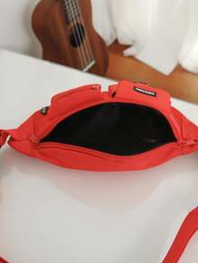 Bolsa de cintura de unicolor minimalista para hombres - Rojo - Ver 4