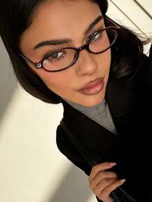 1 Pair Of Stylish And Elegant Women's Oval Glasses Frames, Lightweight And Portable, Exquisitely Designed, Fashionable Summer Beach Accessory/Sports/Gifts/Holiday/Mother's Day Gift - Through Tea - View 3