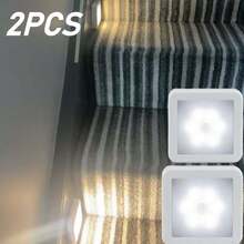 1/2 pièces Applique murale LED avec détecteur de mouvement et capteur PIR intelligent, éclairage d'escalier, lampe murale de décoration intérieure blanc/chaud, veilleuse sans fil à piles, 6 ampoules LED, adhésif double face portable, convient pour armoire, couloir, placard, cuisine, chevet, salon, chambre, salle de bain, bureau, jardin, camping, piscine, balcon - Applique murale à détecteur - Voir 14
