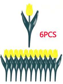 6/12pcs Plastic Tulip Flower Shaped Garden Fence, Easy To Assemble Decorative Edging, Suitable For Fairy Garden, Yard, Outdoor Decor, Multi-Functional, Vibrant Colors: Red, Yellow, Blue And Pink Tulip Pattern To Beautify Your Yard. Plastic Material: Lightweight, Weather-Resistant, Easy To Install. Ideal For Gardening Enthusiasts, Yard/Balcony Decor, Garden Edging, Balcony Planter Decoration, And Landscape Design. - Tulip-shaped Fence - View 14
