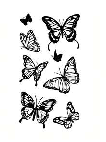 1pc Black Butterfly Pattern Y2K Style Waterproof Fake Temporary Tattoo Sticker For Wrist & Body,Sketch Style - Black - View 6