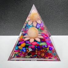 1颗天然红玉碎球，生命之树树脂能量金字塔，能量强大的水晶，用于脉轮平衡、灵性疗愈和冥想，招财纳福，馈赠佳品 - 彩色 - 查看 31