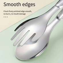 1pc Stainless Steel Cast Iron Kitchen Tongs - Secure Grip, Suitable For Cooking, Serving, Grilling - Restaurant & Home Tableware, Cooking Accessories | Streamlined Tableware Design | Premium Material, Cooking Tongs - Silver - View 5