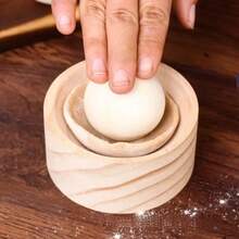 1 Set Wooden Round Dumpling Skin Maker, Kitchen Dough Kneader, Homemade Dumpling Mold, Pasta Dough Roller, Kitchen Gadgets - Brown - View 9