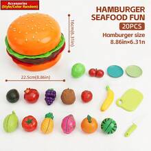 Kids Realistic Food Fruit Cutting Playset, Large Seafood Animal Models Like Lobster, Crab, Fish, Categorized Storage, Kitchen Toys, Big Burger Storage Box, Detachable & Assemblable Large Capacity, Can Be Used As Decor, Great Halloween Gift - Multicolor - View 11