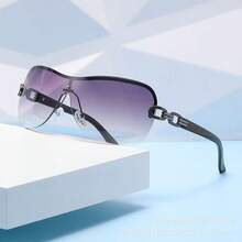 1pc Wraparound Y2K Futuristic Fashion Fashion Glasses - Gradient gray - View 3
