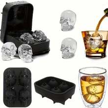 Khay silicon hình đầu lâu 3D, khuôn đá hình đầu lâu tái sử dụng được dùng cho rượu whisky, cocktail, sâm panh và các loại đồ uống khác, dễ dàng tháo lắp và vệ sinh. - A - Xem 7