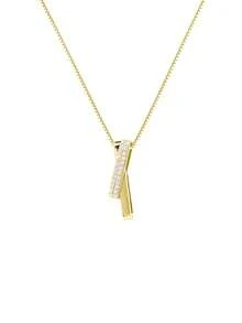 1pc Fashion Cubic Zirconia Geometric Pendant Necklace For Women For Daily Decoration - 黃金 - 查看 3