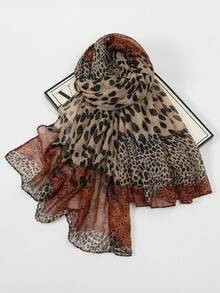 1条新款春夏渐变豹纹围巾，优雅时尚的女士薄款防晒围巾，多功能柔软披肩围巾，日常晚装外搭，旅行沙滩遮阳披肩，拍照佩戴及节日礼物 - 彩色 - 查看 6