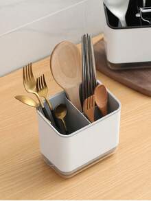 1pc Kitchen Chopstick Holder Countertop Chopstick Basket Cutlery Drainer Storage Rack, Home Use No Drilling Required - Multicolor - View 3