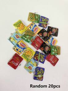 10个/20个迷你逼真薯片袋树脂吊坠，各种流行的DIY饰品制作吊坠，创意美食主题工艺配件，DIY饰品配件，适用于项链、手链、钥匙扣、包包挂饰和Blyth Ob11娃娃装饰 - Pendant 1 - 查看 5