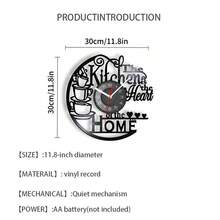 Minimalist Creative Coffee Imitation Record Time Art Wall Clock Decoration Wall Clock Home Kitchen Decoration Home Living Room Study Decoration Essential Bedroom Decoration Coffee Pattern Design Decorative Clock Silent Mute Clock 11.8 Inches - Black - View 3
