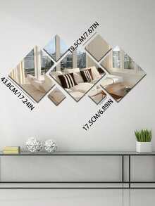 7pcs Rhombus Acrylic Mirror Wall Stickers, Available In Multiple Sizes - Multicolor - View 16