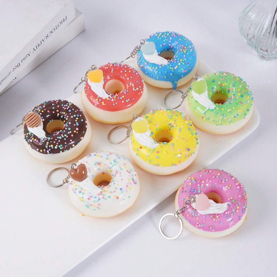 2026-1个甜甜圈钥匙扣 - 创意奶油糖果食物玩具吊坠 - 包包挂饰礼物 - 复活节礼物 - 完美礼物 - 节日礼物