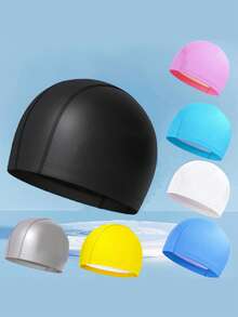 2pcs Waterproof Silicone Swimming Cap, With Waterproof Silicone Layer, Fabric Swimming Cap, Suitable For Swimmers, Lightweight For Swimming Pool, Swimming Ring, Beach And Other Scenarios - A - View 5