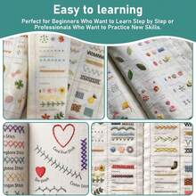 Embroidery Starter Kit Suitable For Beginners, Simple Cross Stitch Set, Pre-Printed Fabric Creative Embroidery Craft Kit, Embroidery Sewing Set With Pattern Tutorials - Black and White - View 3