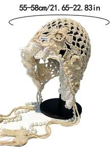 1 chiếc mũ len móc thủ công dành cho nữ, mũ len dệt tay có tua rua, mũ chống nắng mùa hè thời trang, phong cách Bohemian, thích hợp cho Ngày Valentine, đội cùng mẹ và con gái, trang phục đi nghỉ mát, trang phục Halloween (Nhãn có chữ cái được may ngẫu nhiên) - Nhiều màu - Xem 2