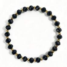 1 chiếc vòng tay hạt đá obsidian đen mài giác với hạt đệm vàng, món quà may mắn thu hút tài lộc dành cho nam và nữ. - sự giàu có - Xem 7