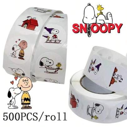 SNOOPY 500 miếng dán hoạt hình - Hình dán tự làm cho ốp điện thoại/máy tính xách tay/ván trượt/sổ lưu niệm, bao bì túi quà và phần thưởng cho trường mẫu giáo