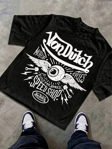 Tween Girl Cotten Clothes,Y2K-Inspired Letter Print T-Shirt - Casual Crew Neck, Short Sleeve, Machine Washable - Perfect For Spring/Summer/Fall,Fashion, Streetwear, Unisex, Men, Women - 黑色 - 查看 2