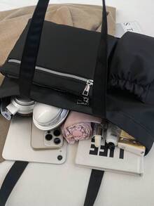 1 pieza Bolso de tela de nailon casual con múltiples bolsillos y cierre de cremallera para mujer, para uso diario - Multicolor - Ver 11