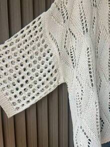 Áo len nữ dệt kim, thích hợp cho bãi biển và kỳ nghỉ xuân/hè. - trắng - Xem 4