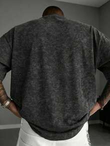 男士休闲时尚百搭雪花印花圆领短袖T恤，夏季 - 黑色 - 查看 2