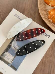 Elegant Crystal Semicircle Acetate Hair Clip, Women's Half-Up Hairstyle Hair Accessory, Spring Clamp Hair Pin,Summer,Holiday,Travel - Multicolor - View 3
