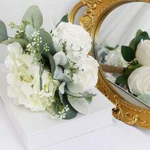 1 Bunch Ivory White Artificial Rose Bouquet, Suitable For Wedding, Proposal, Party, Church And Other Occasions - Multicolor - View 8