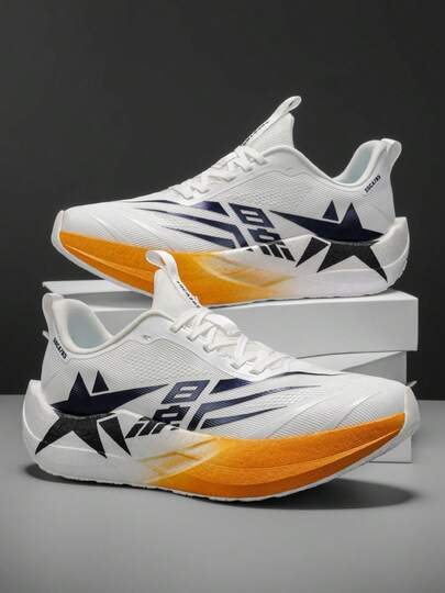 Men's Breathable Mesh Running Shoes, Lightweight Road Marathon Shock Absorbing Sneakers, Outdoor Non-Slip Casual Shoes For Gym Workout Yoga Travel Walking, Comfortable Soft Sole Badminton Tennis Shoes