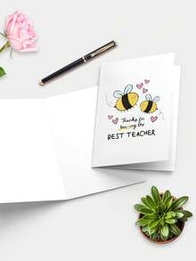 1张可爱蜜蜂感谢教师卡 – 学期结束感谢卡，教师感谢卡，学校教师礼物 - 多色 - 查看 5