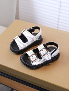 2026新款夏季儿童波点凉鞋，男女童通用，魔术贴软底防滑透气休闲沙滩鞋，男女童皆宜 - 白色 - 查看 2