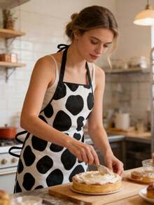 Cute Cow Print Waterproof And Oil-Resistant Apron, Household Cooking Bib, Personalized Adult Smock, Catering & Baking Workwear, Durable And Easy To Clean - Multicolor - View 4