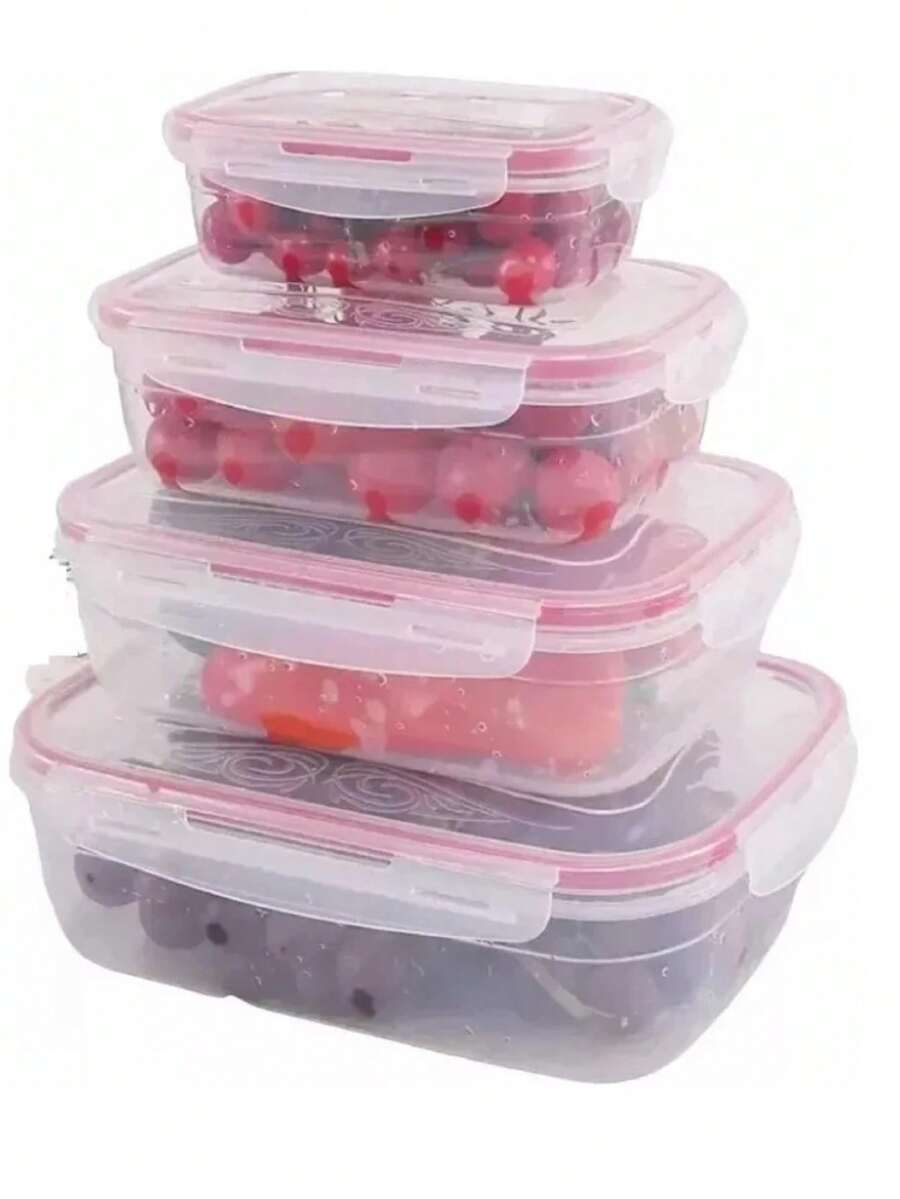 4 Topper Recipiente Contenedor Para Alimentos. Hermético - Rojo - Ver 1