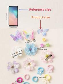 463件/套 多彩蝴蝶结发夹，可爱卡通蝴蝶发夹，花朵发饰，时尚简约发圈，发绳和弹力发带，经久耐用，呵护秀发，是送给女孩的最佳礼物，适合开学季 - 混合色 - 查看 8