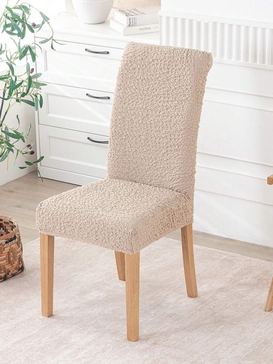 TIANWOWO Bộ 1/4 chiếc bọc ghế bằng vải gạc dày, co giãn cao, có nếp nhăn, dùng bảo vệ ghế ngồi trong nhà, khách sạn. - Màu Khaki - Xem 1
